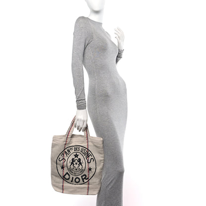 Christian Dior Canvas Union Print Cruise Tote Ivory Black 2 of 9