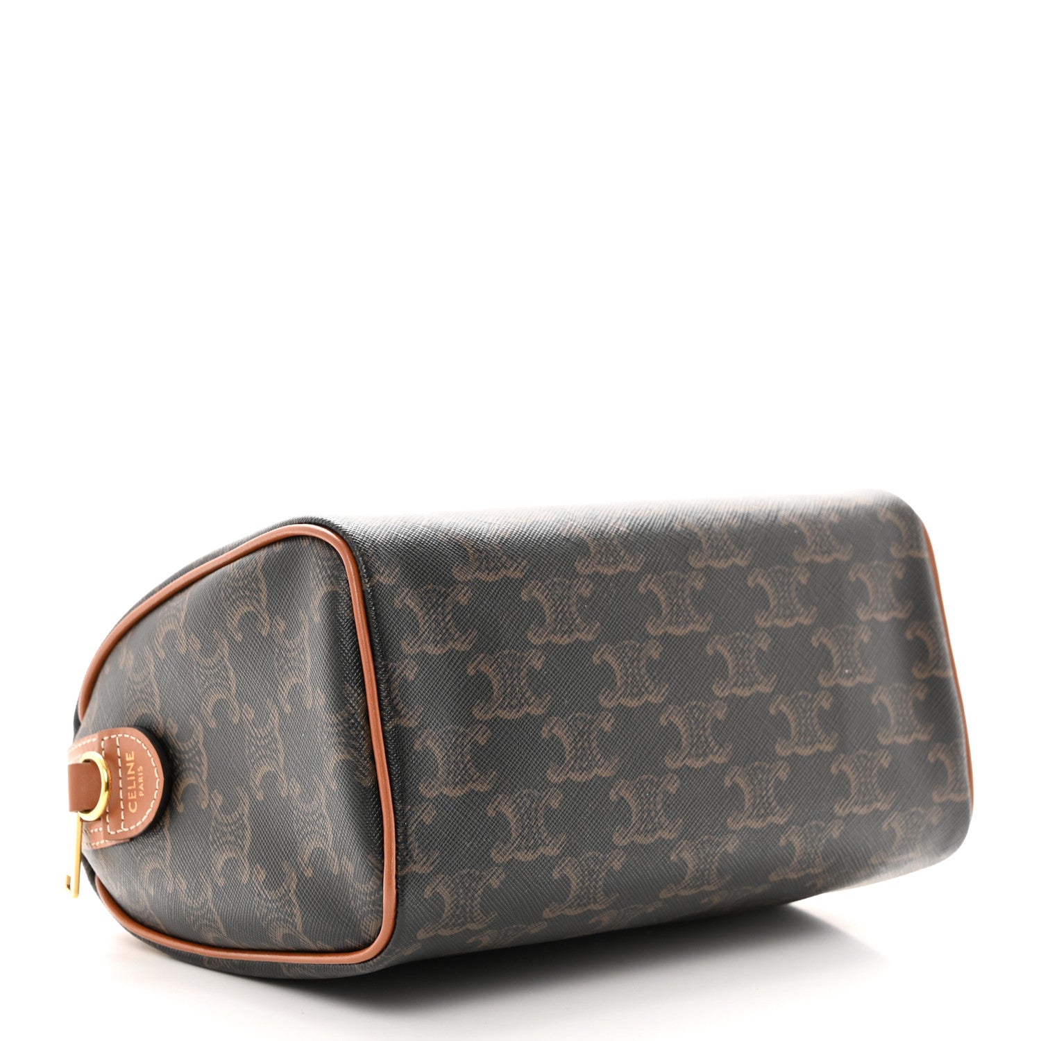 Celine Triomphe Canvas Calfskin Small Boston Bag Tan 4 of 10