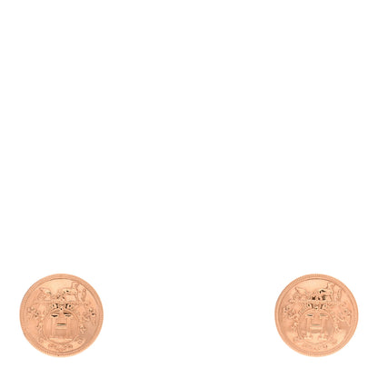Hermes 18K Rose Gold TPM Ex-Libris Stud Earrings 1 of 5