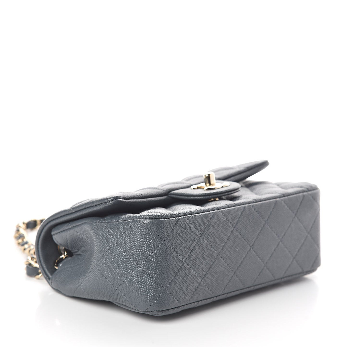 Caviar Quilted Mini Rectangular Flap Dark Grey