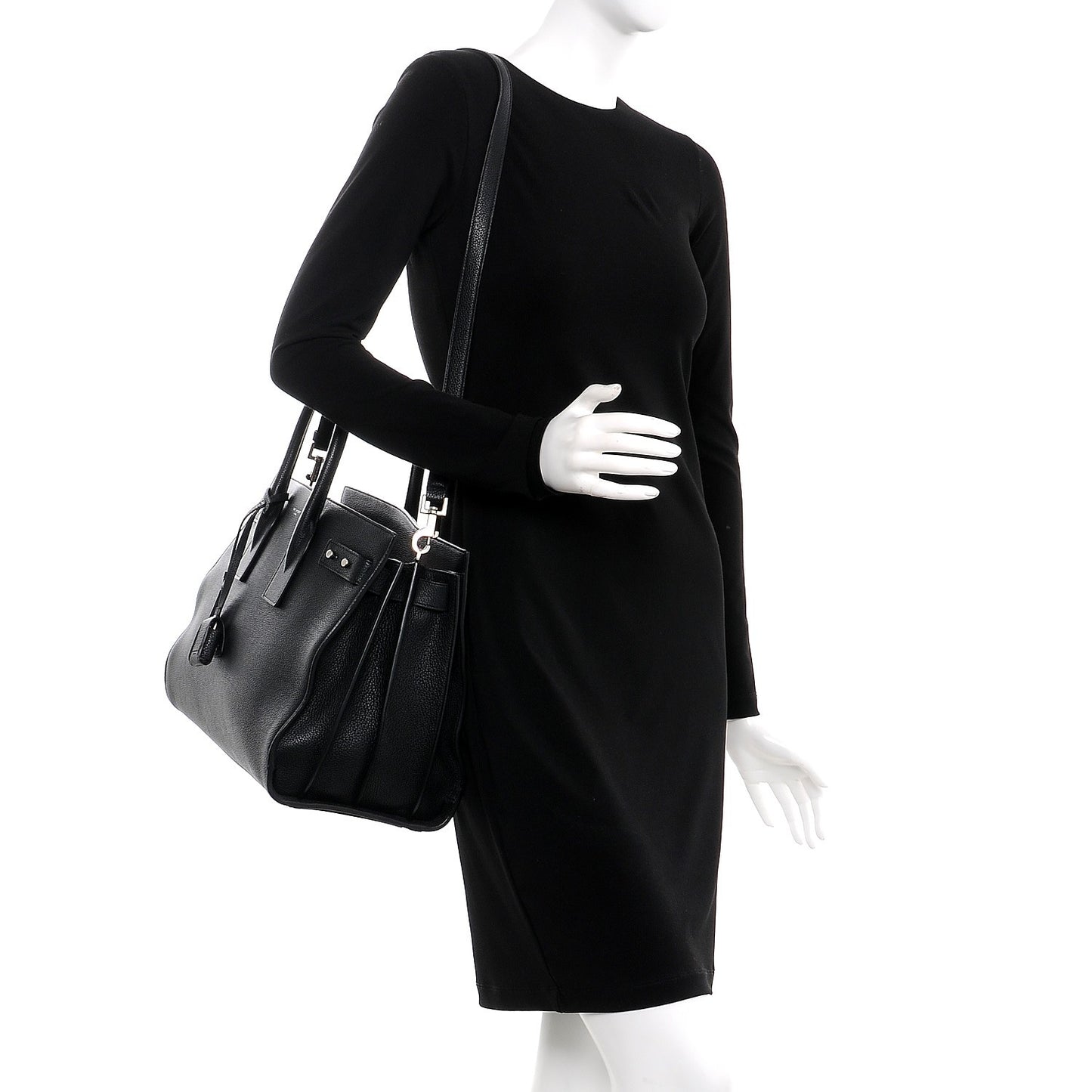 Grained Calfskin Medium Souple Sac De Jour Black