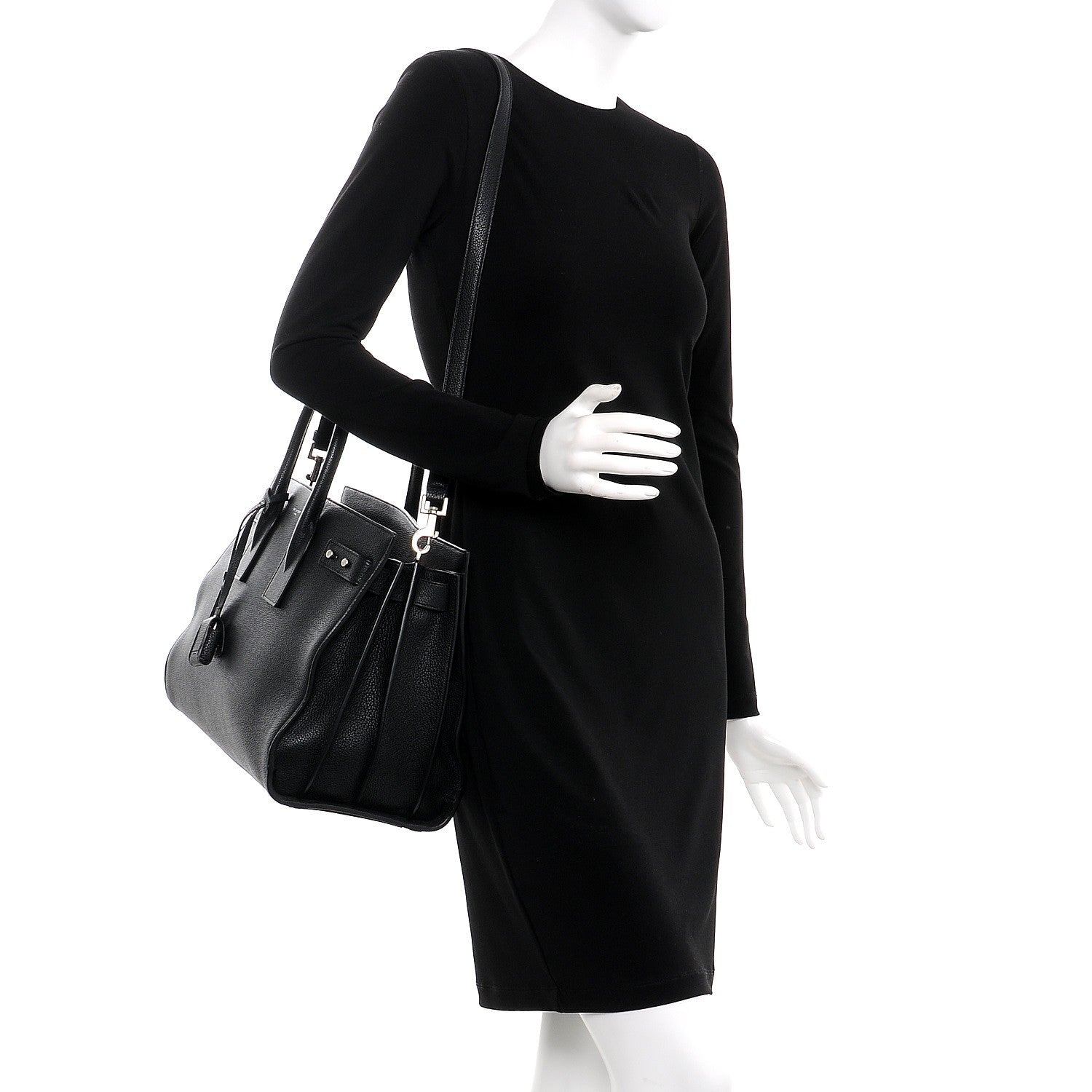 Saint Laurent Grained Calfskin Medium Souple Sac De Jour Black 2 of 6