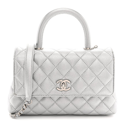 Chanel Metallic Caviar Quilted Mini Coco Handle Flap Silver 1 of 10