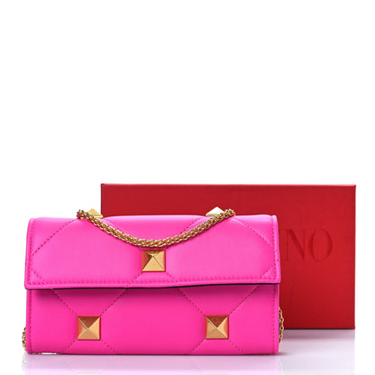 Valentino Garavani Nappa Roman Stud Wallet On Chain Pink PP 9 of 9