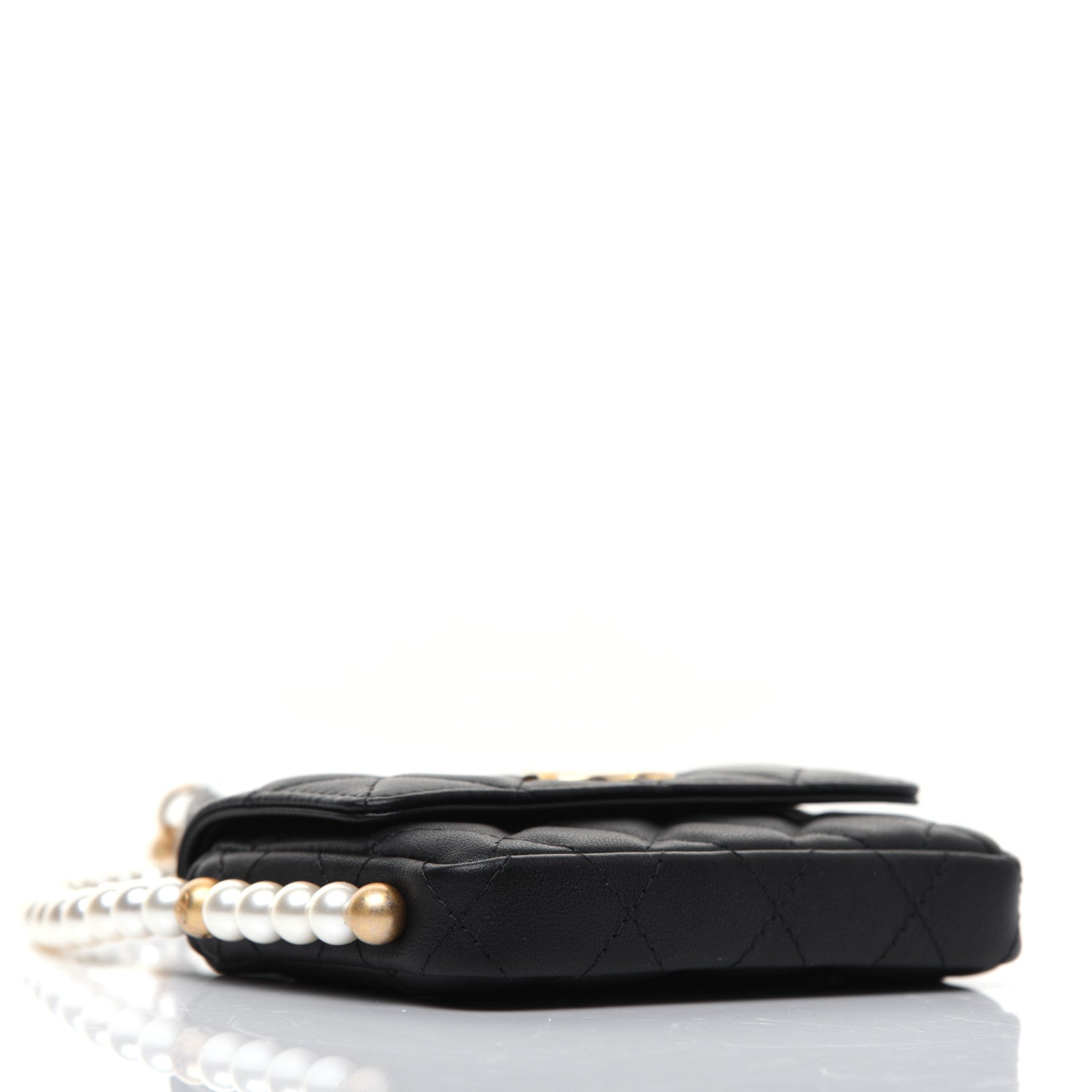 Chanel Calfskin Quilted About Pearls Card Holder Flap With Chain Black 4 of 14