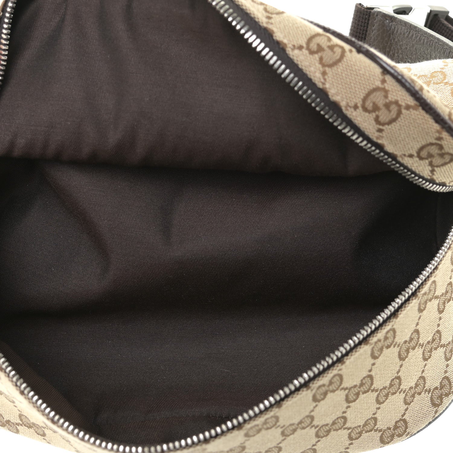 Gucci Monogram Dollar Calfskin Waist Pouch Beige Ebony Testa di Moro Marrone Scuro 6 of 8