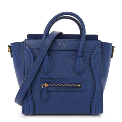 Celine Drummed Calfskin Nano Luggage Indigo 1 of 11