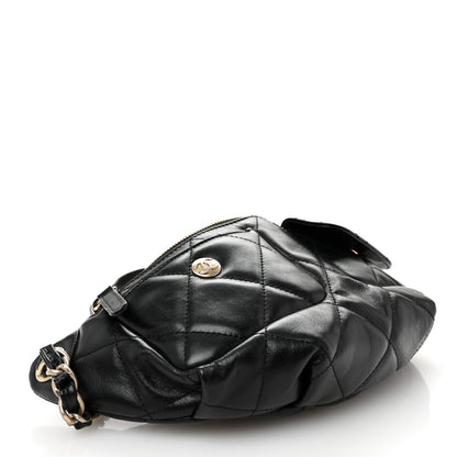 Chanel Shiny Aged Calfskin Quilted CC Pockets Jacket Waist Belt Bag Black 4 of 12