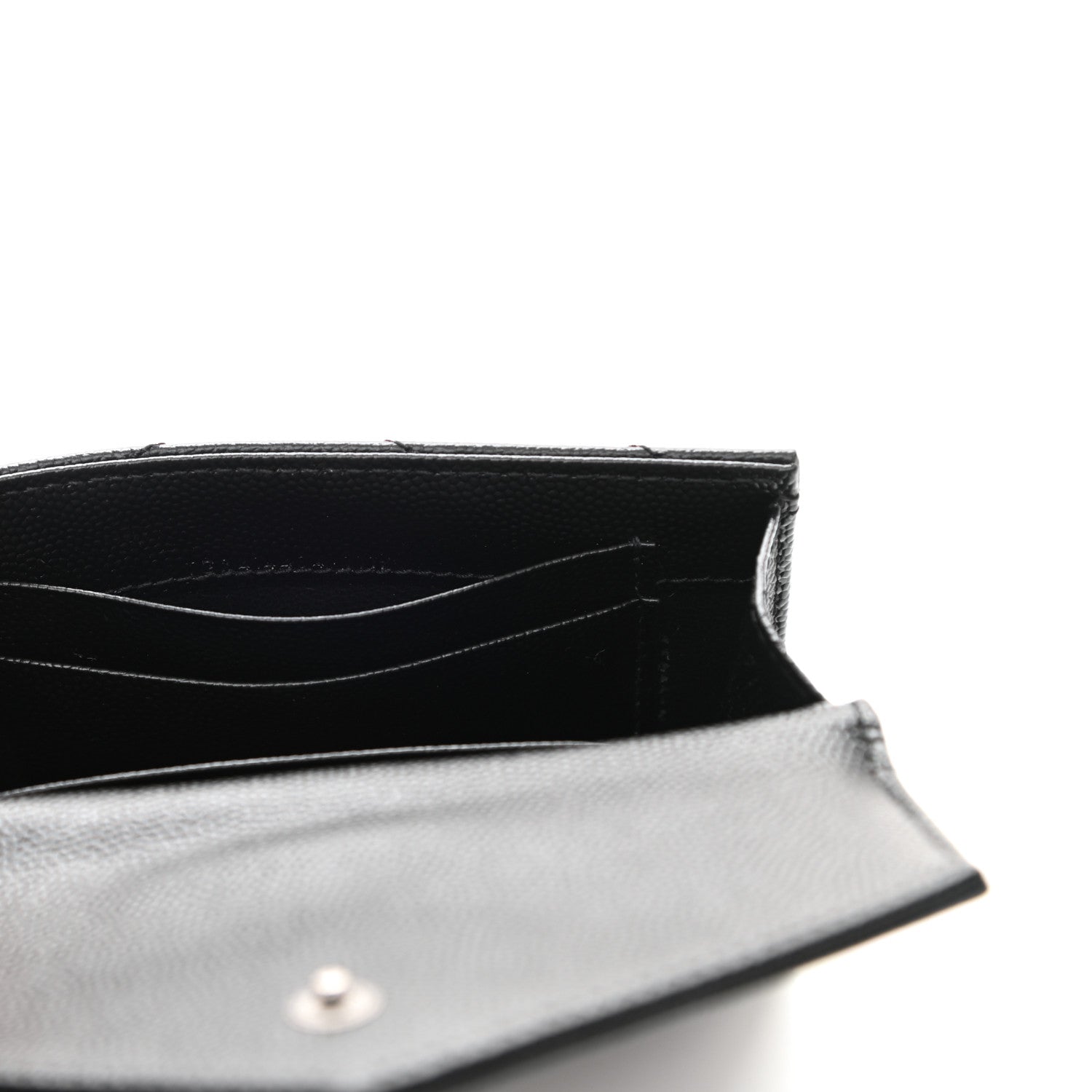 Saint Laurent Grain De Poudre Matelasse Chevron Small Monochrome Monogram Envelope Wallet Black 7 of 8