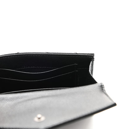 Saint Laurent Grain De Poudre Matelasse Chevron Small Monochrome Monogram Envelope Wallet Black 7 of 8