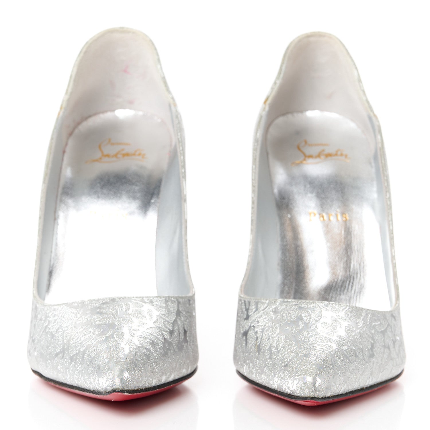 Christian Louboutin Glitter Specchio Hot Chick 100 Pumps 40.5 Silver 2 of 9