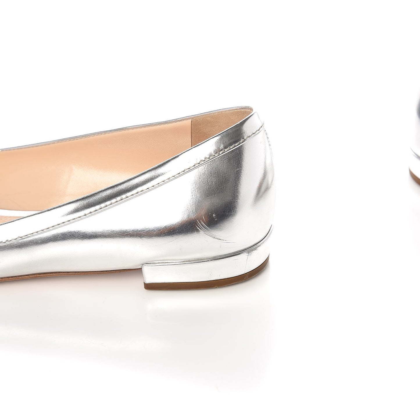Metallic Calfskin Bow Ballet Flats 39.5 Silver