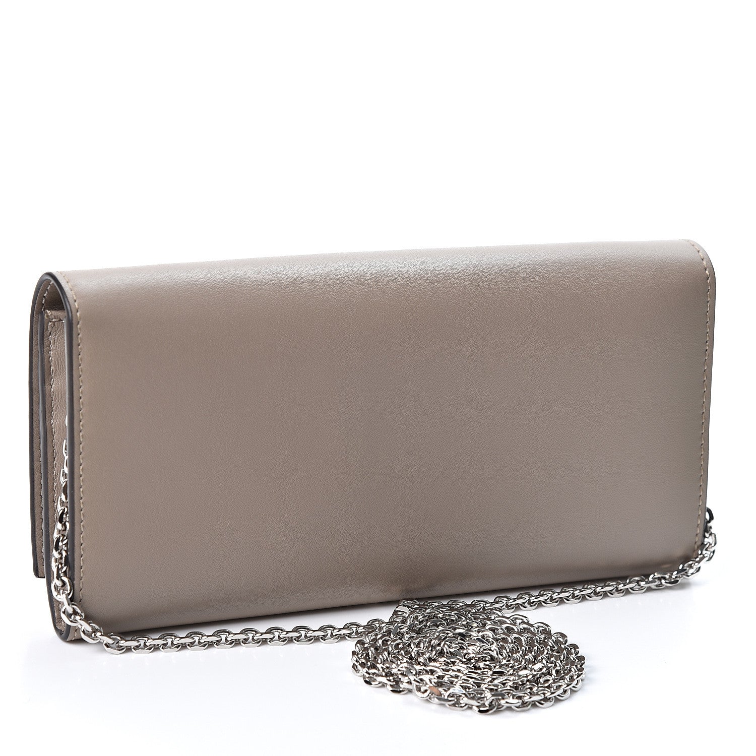 Fendi Vitello Liberty Century Lucido By The Way Continental Wallet On Chain Tortora 2 of 9