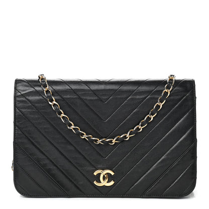 Chanel Lambskin Chevron Quilted Small Single Flap Black 1 of 9