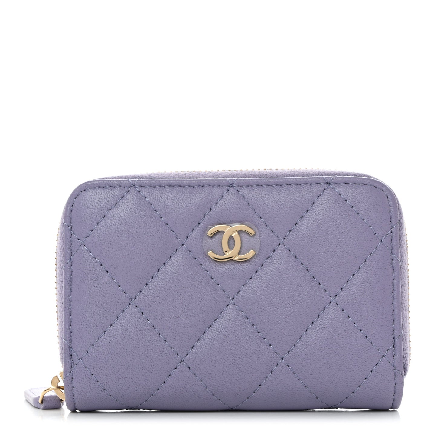 Caviar Quilted Zip Coin Purse Light Purple