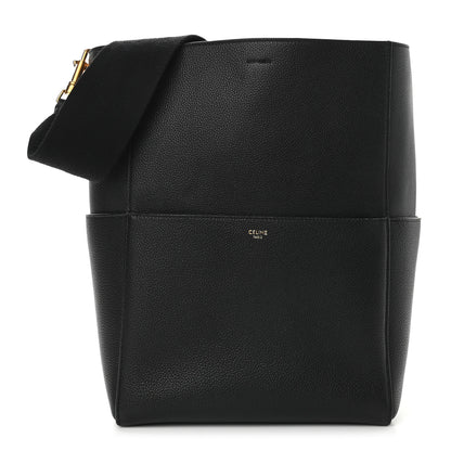 Celine Soft Grained Calfskin Sangle Bucket Bag Black 1 of 9
