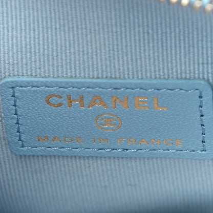 Chanel Lambskin Quilted CC In Love Heart Clutch With Chain Light Blue 4 of 10
