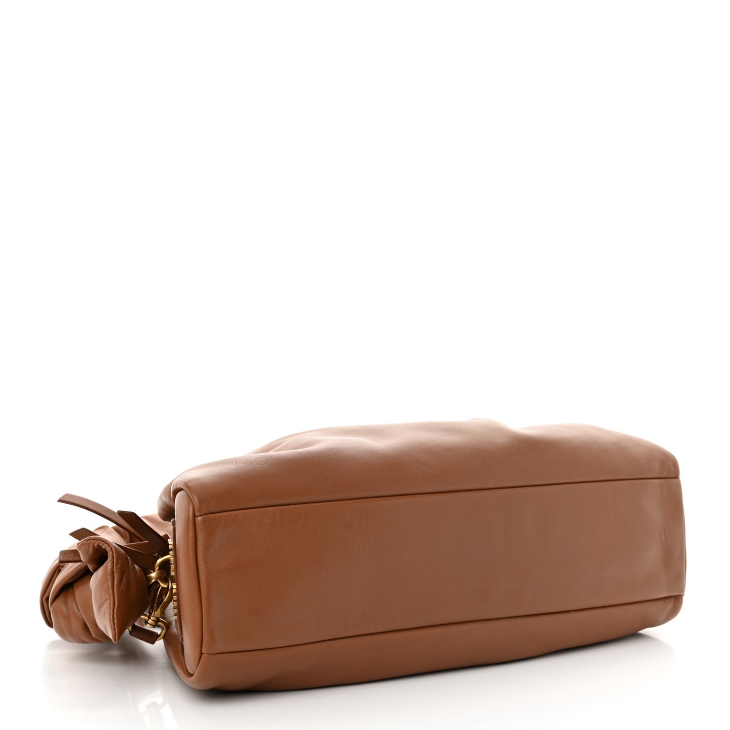 Nappa Knot Top Handle Shoulder Bag Cognac