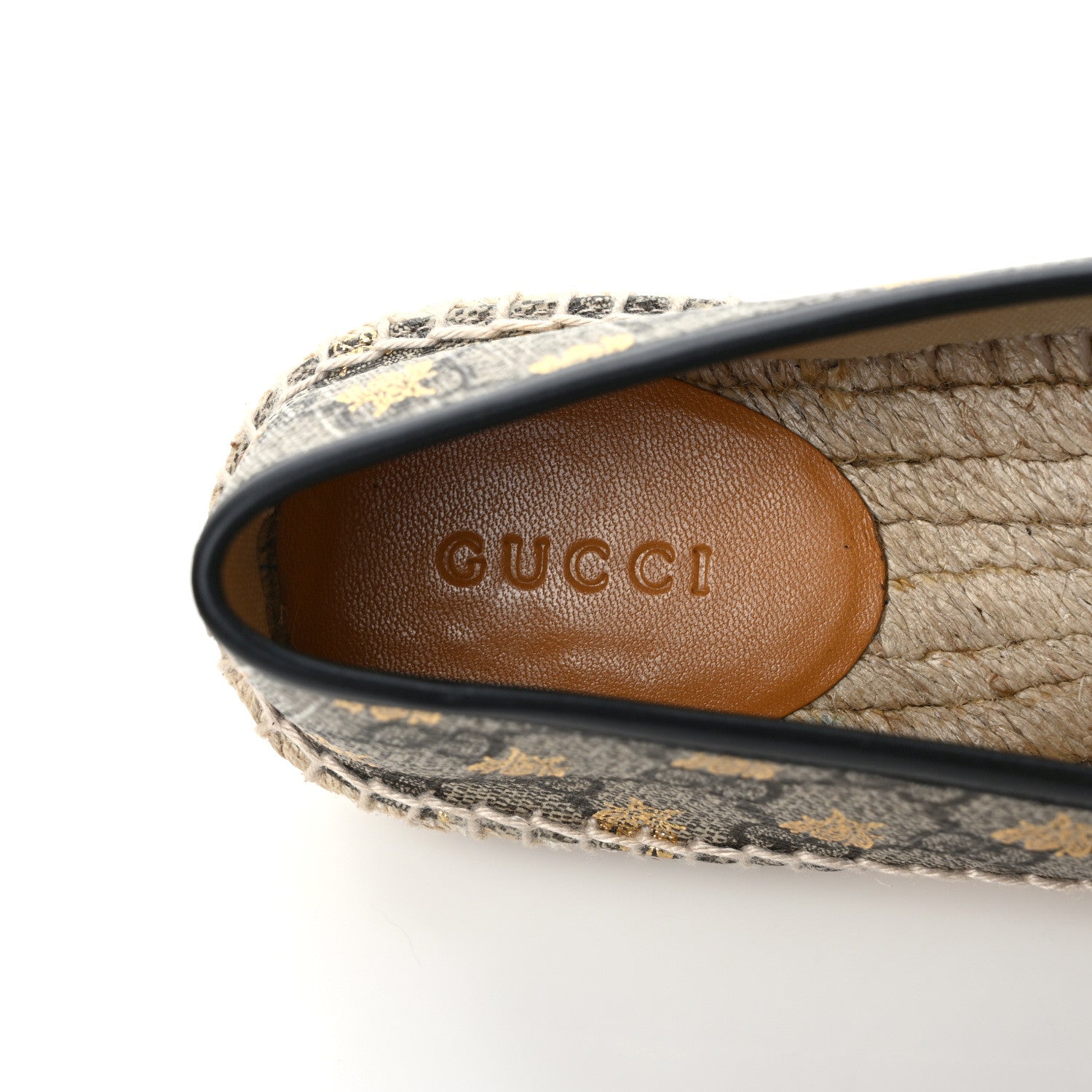 Gucci GG Supreme Monogram Bees Espadrille Flats 36 Beige Ebony Oro Black 7 of 8