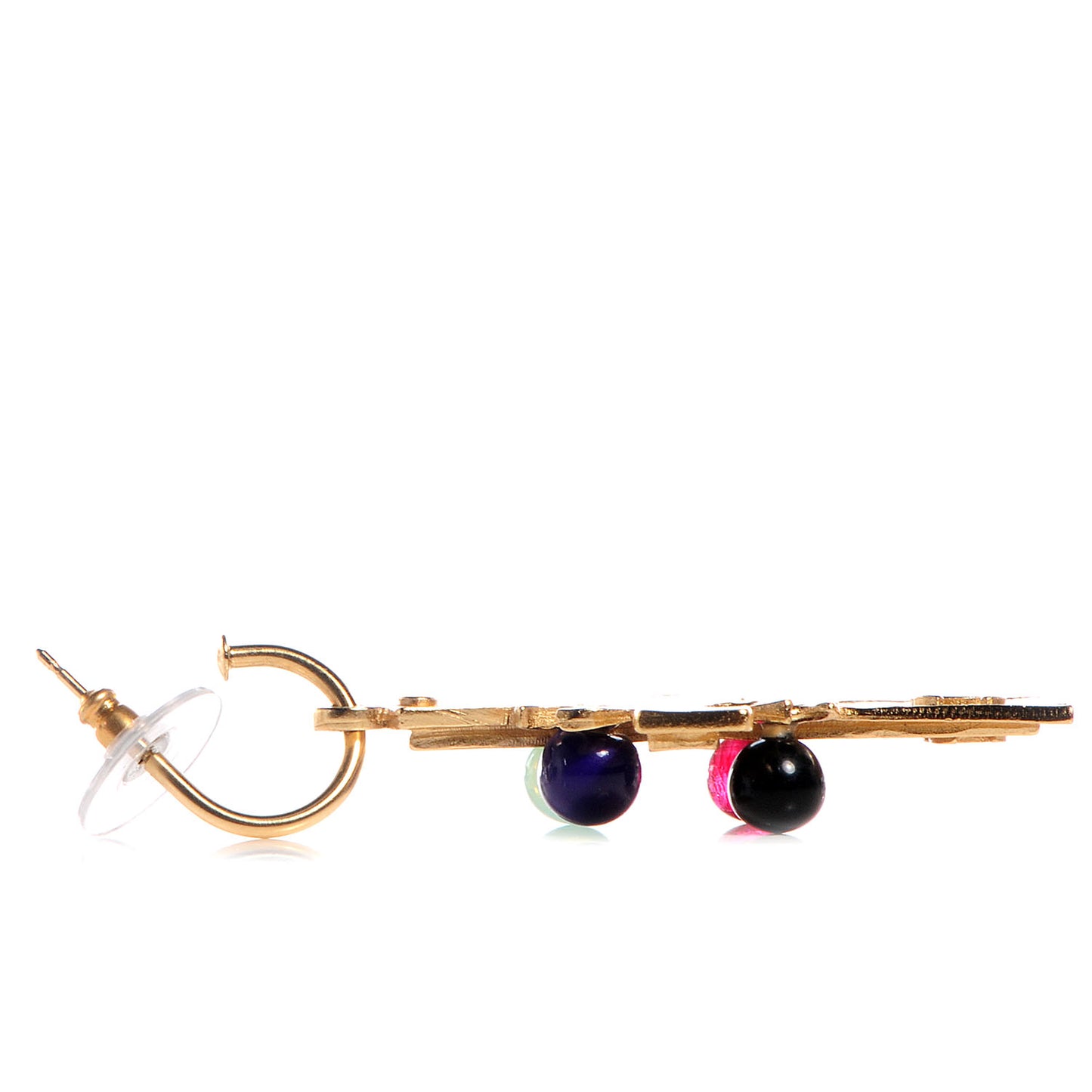 Resin Cross CC Dangle Earrings Gold Multicolor