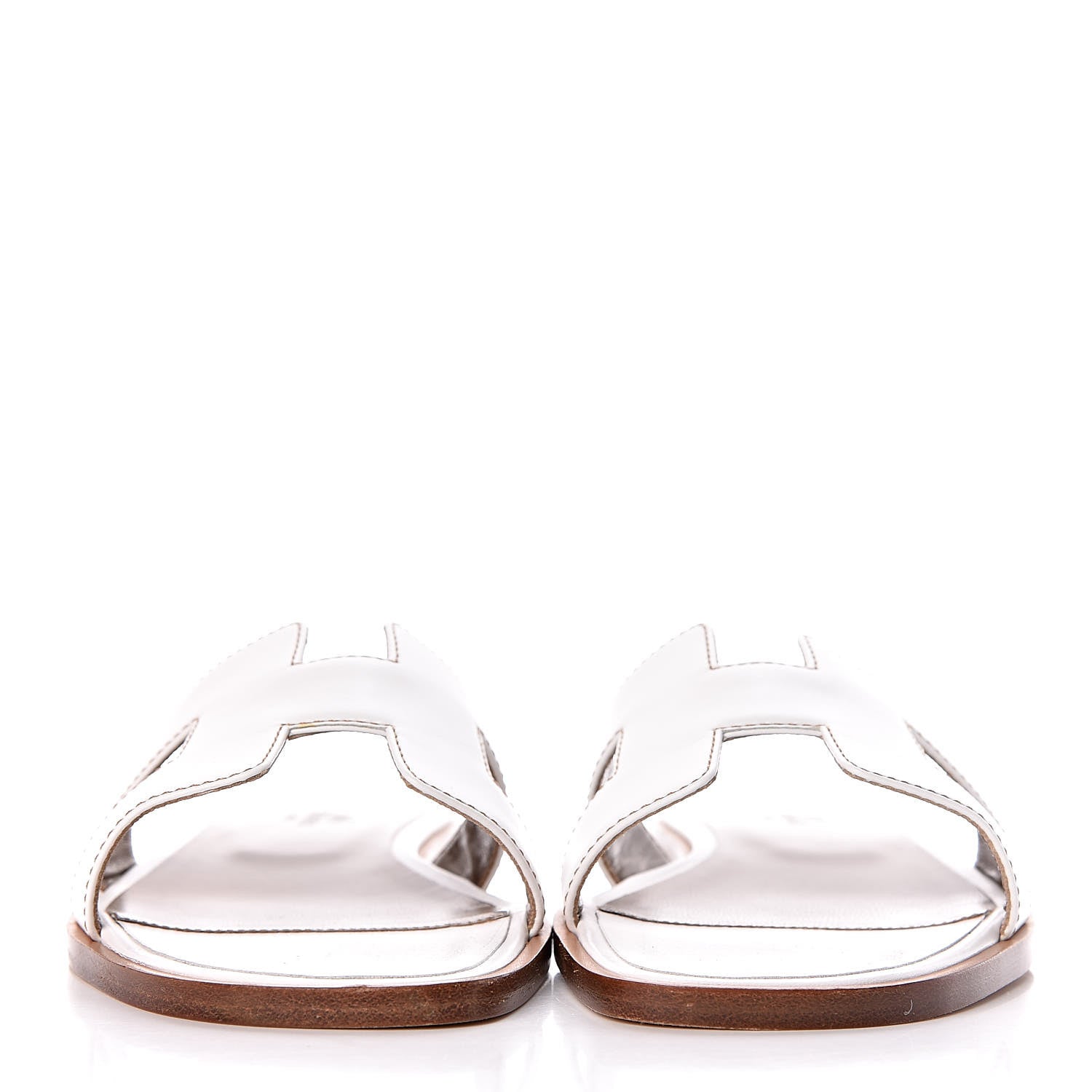 Hermes Box Calfskin Oran Sandals 37 White 2 of 10