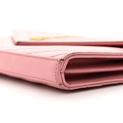 Saint Laurent Grain De Poudre Matelasse Chevron Monogram Chain Wallet Tender Pink 11 of 33