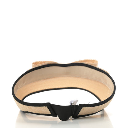 Chanel Straw Grosgrain Visor M Beige Black 4 of 5