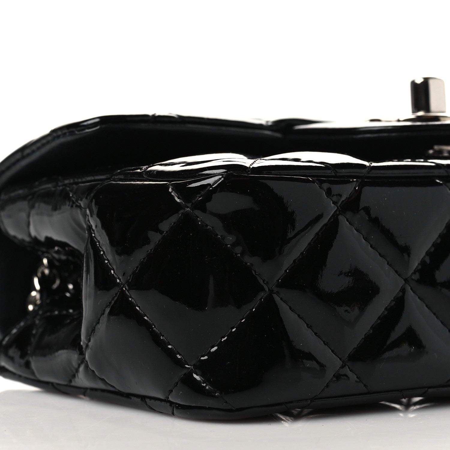 Chanel Patent Calfskin Quilted Extra Mini Rectangular Flap Black 4 of 11
