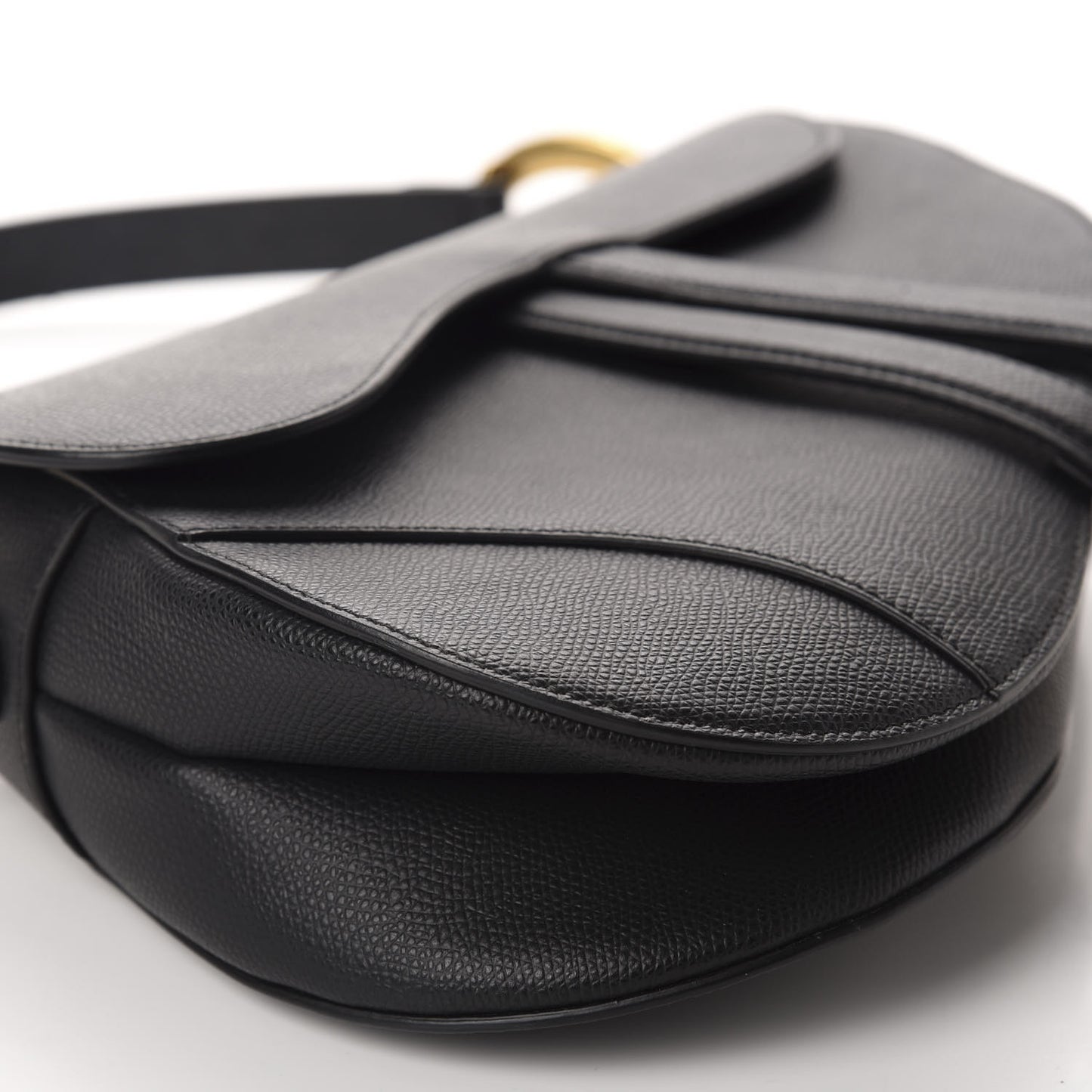 Grained Calfskin Saddle Bag Black