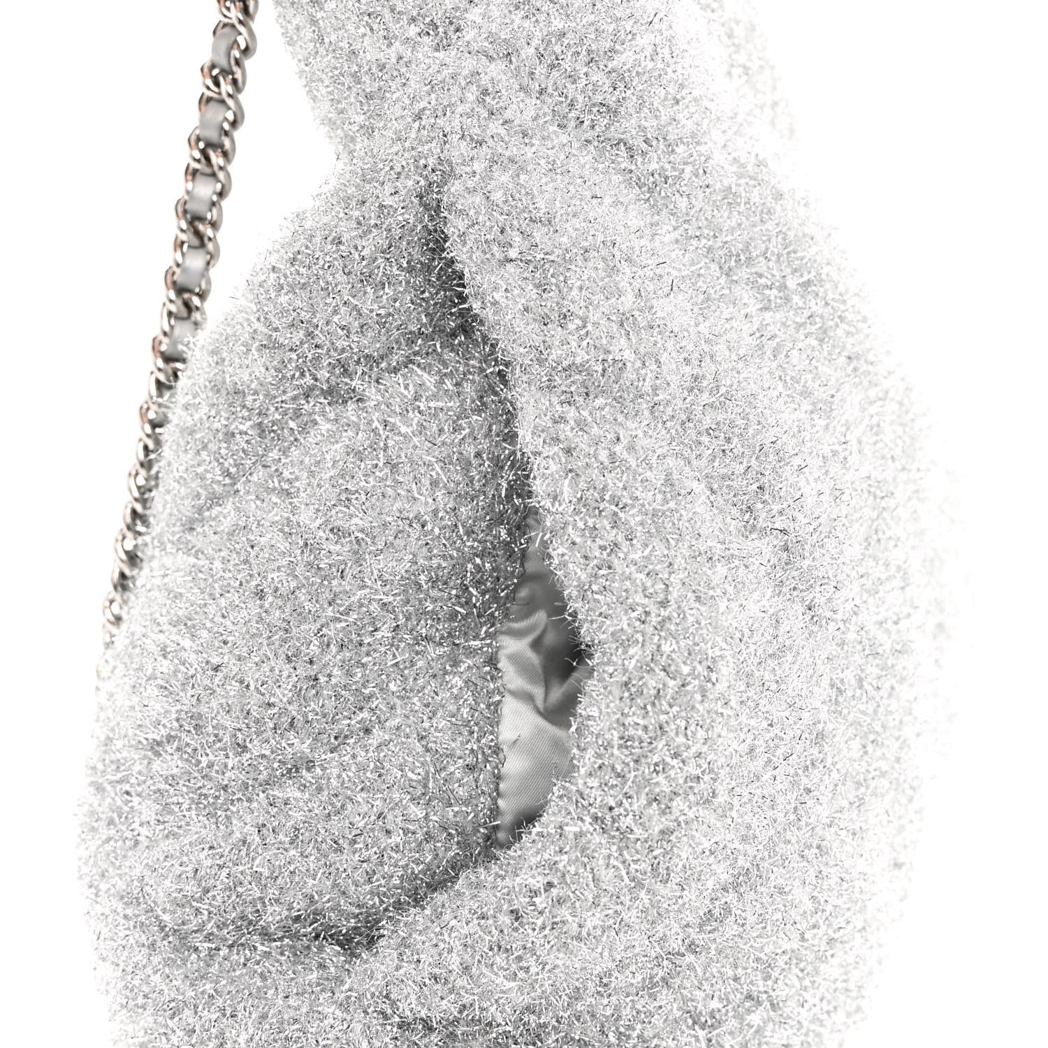 Chanel Lurex Knit Medium Pluto Glitter Tote Silver 14 of 14