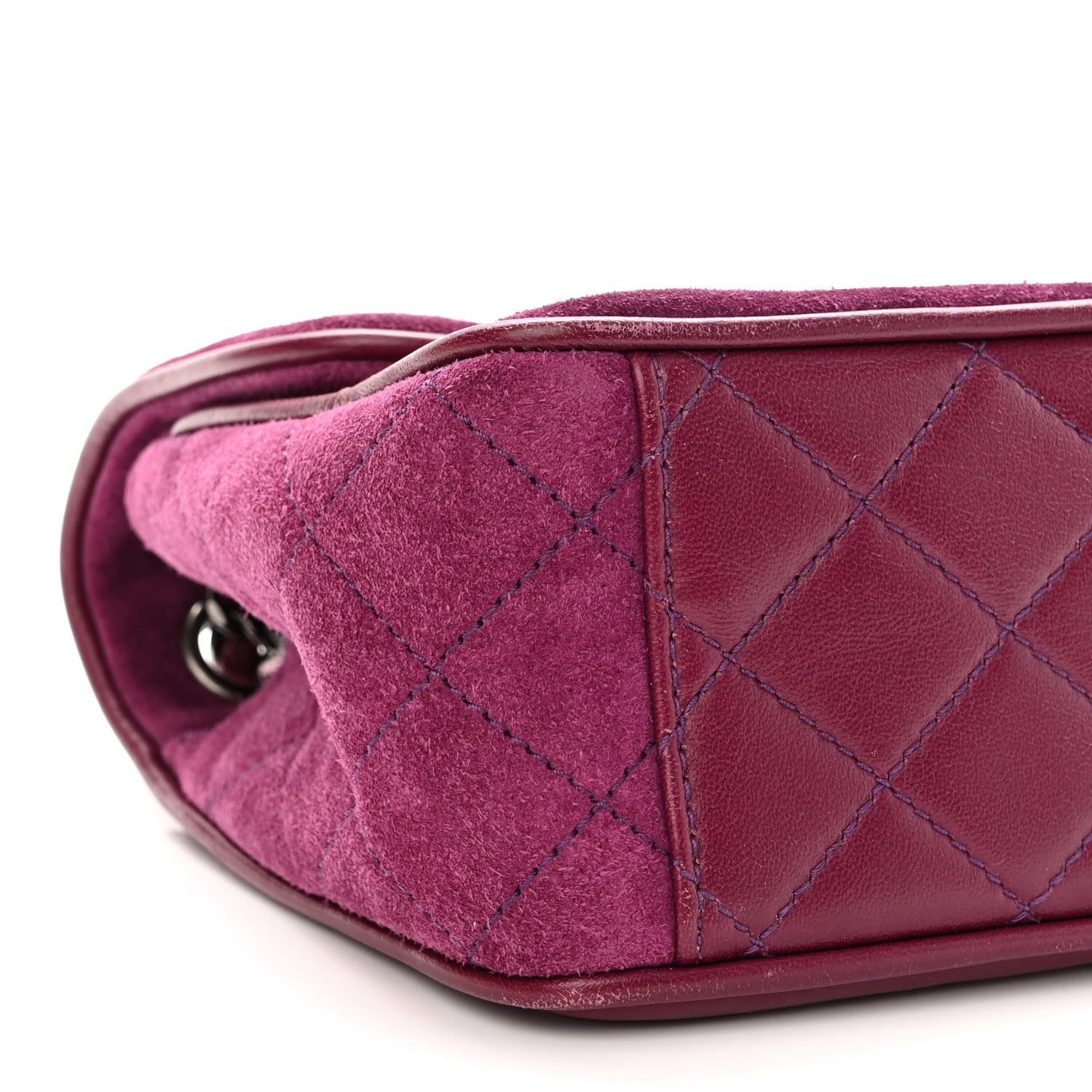 Chanel Suede Lambskin Scallop Quilted Medium Pagoda Flap Purple 9 of 12