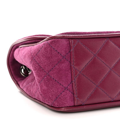 Chanel Suede Lambskin Scallop Quilted Medium Pagoda Flap Purple 9 of 12