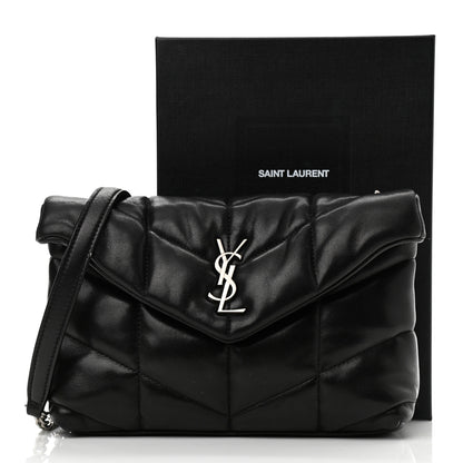 Saint Laurent Lambskin Quilted Toy Loulou Puffer Monogram Chain Satchel Black 16 of 16