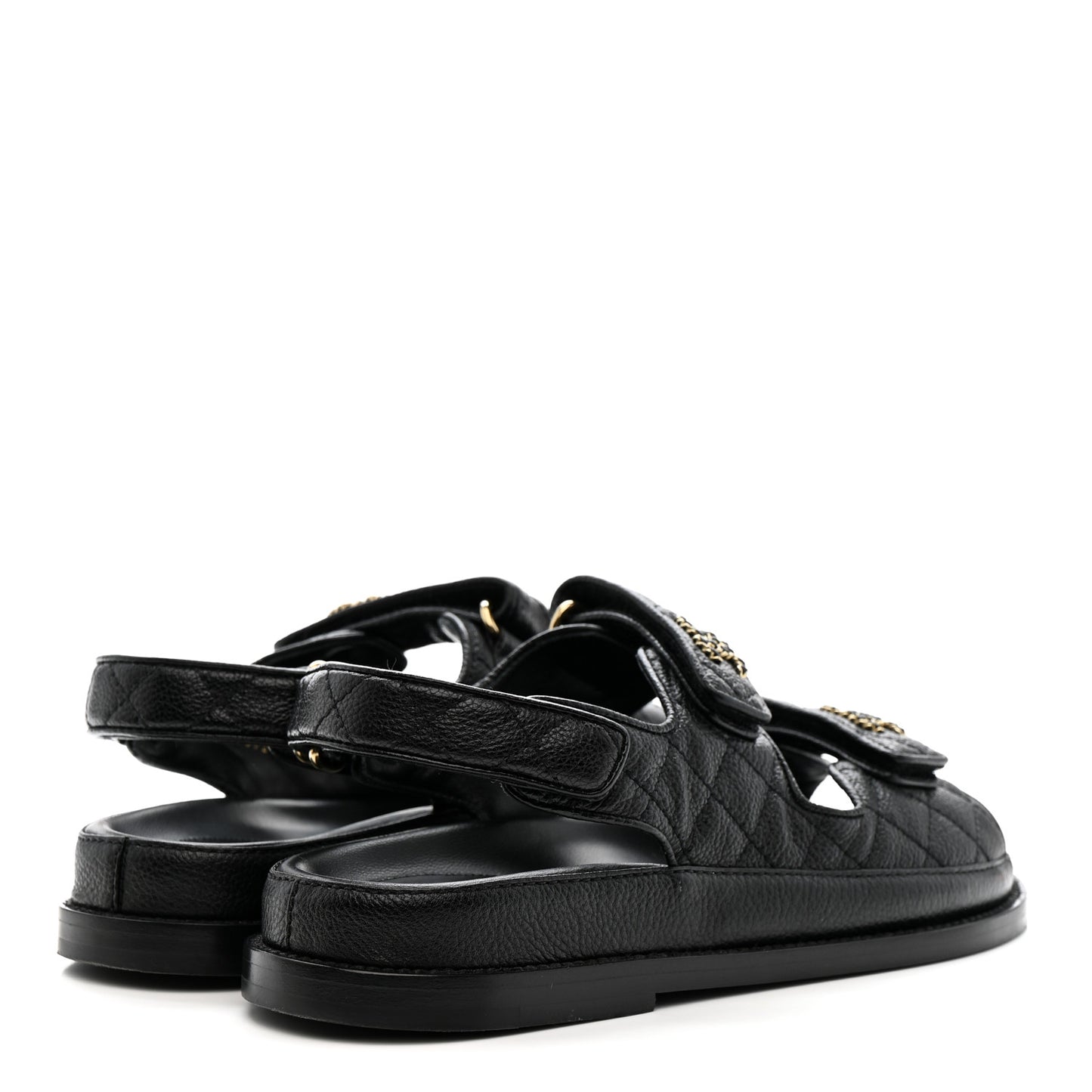 Grained Calfskin Velcro Dad Sandals 36.5 Black