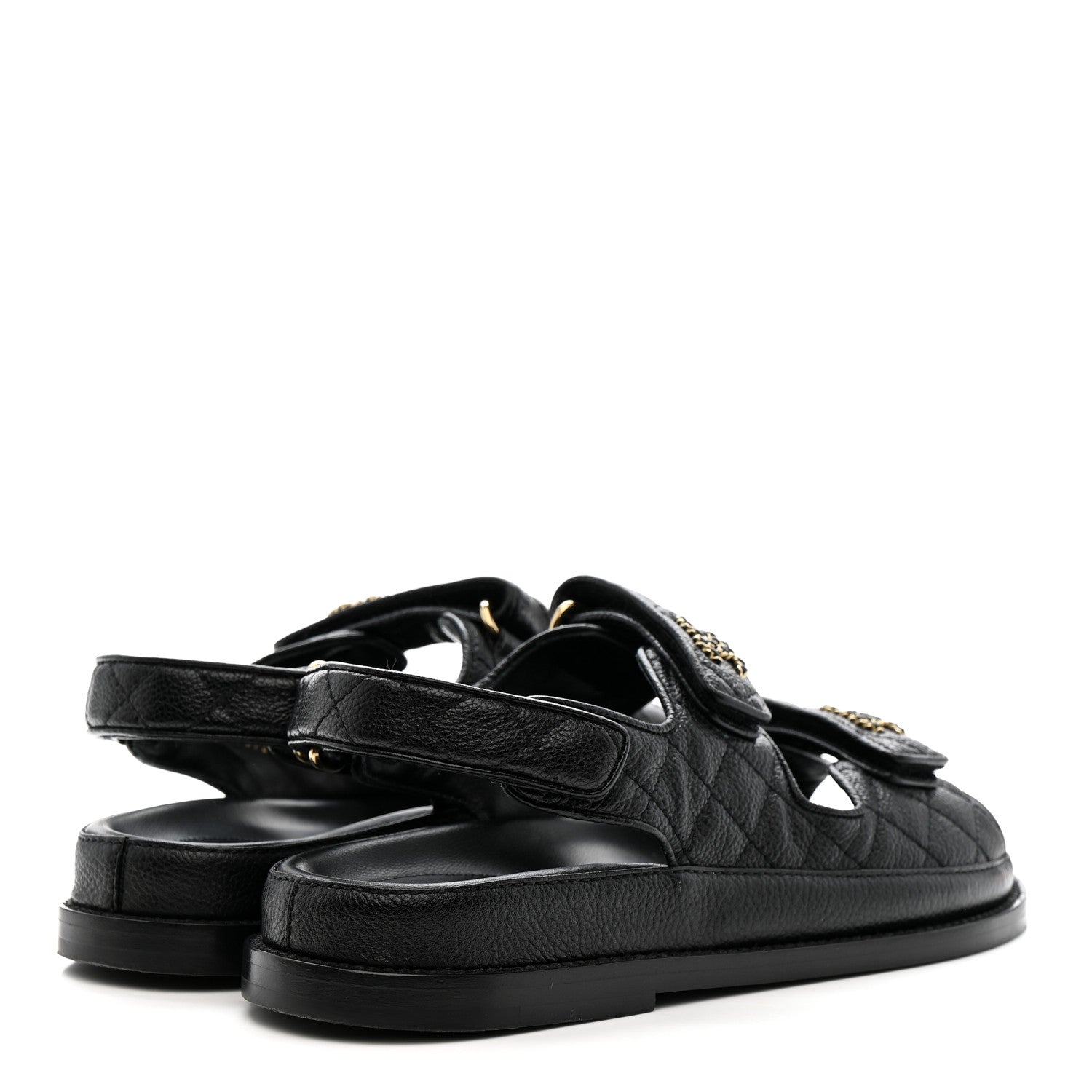Chanel Grained Calfskin Velcro Dad Sandals 36.5 Black 5 of 10