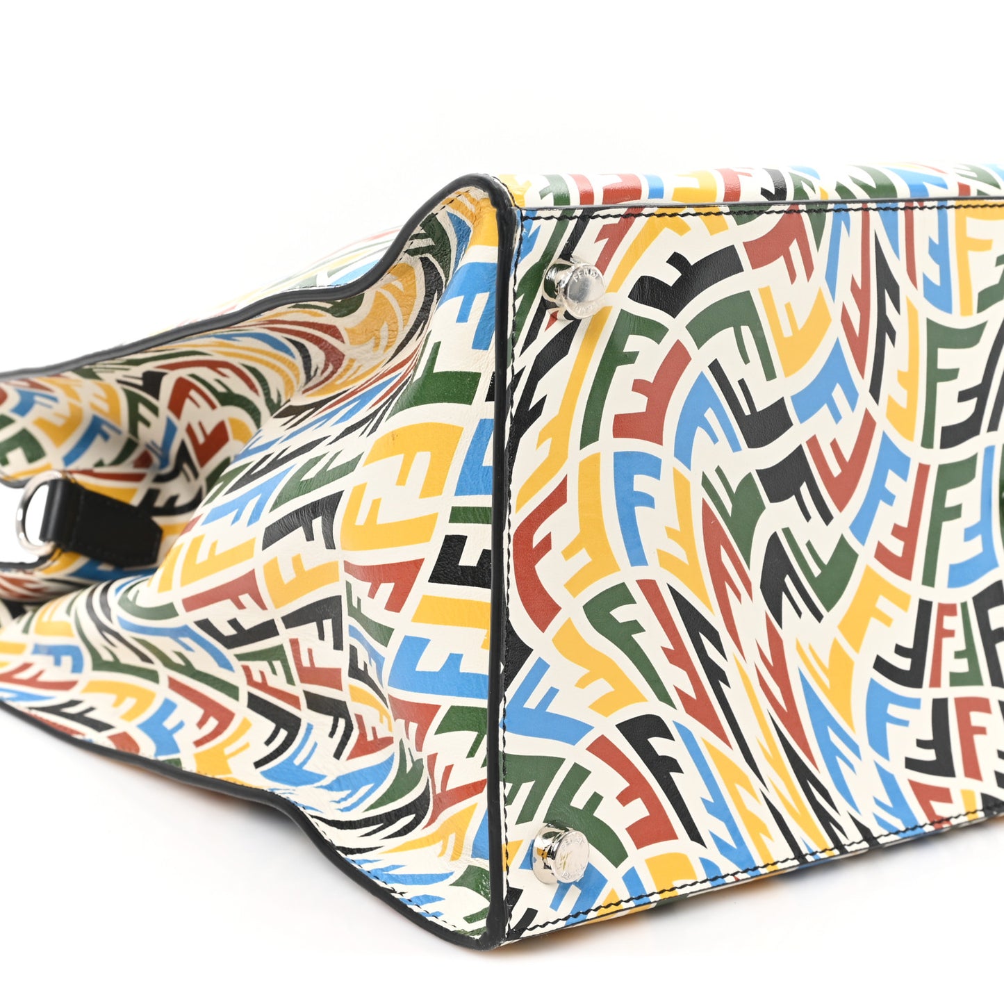 X SARAH COLEMAN Vitello Grace Light FF Vertigo Shopping Tote White Ice Multicolor