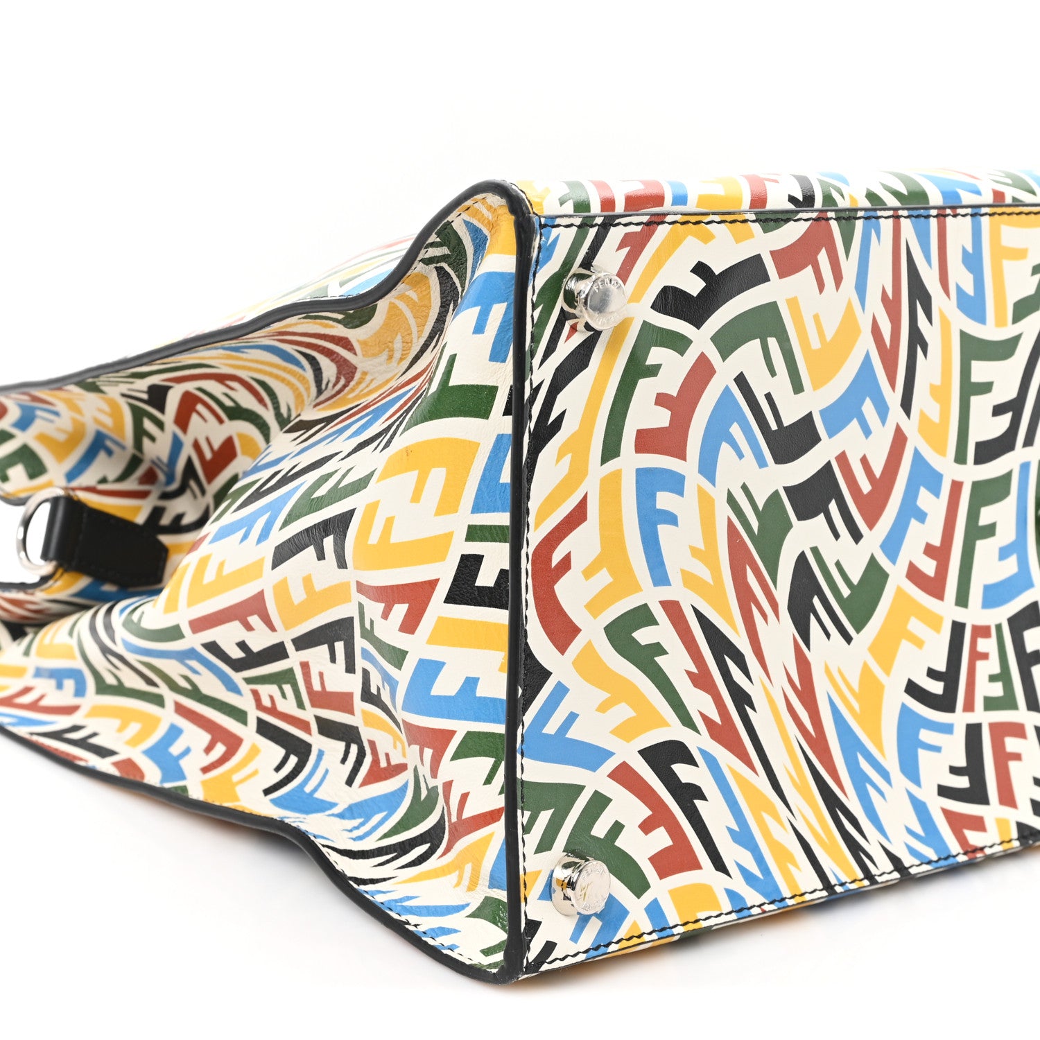 Fendi X SARAH COLEMAN Vitello Grace Light FF Vertigo Shopping Tote White Ice Multicolor 9 of 10