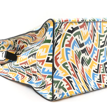 Fendi X SARAH COLEMAN Vitello Grace Light FF Vertigo Shopping Tote White Ice Multicolor 9 of 10