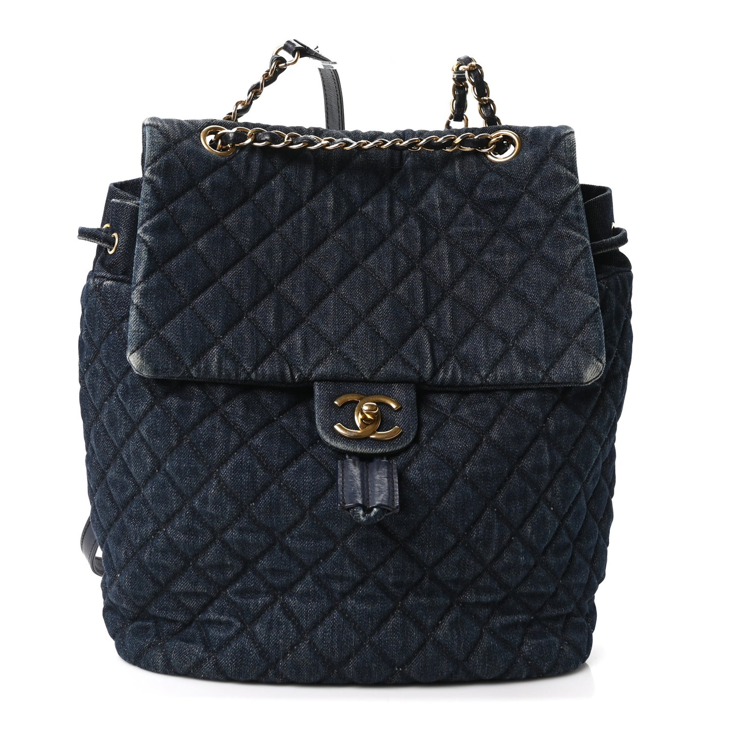 Washed Denim Quilted Large Urban Spirit Backpack Dark Blue