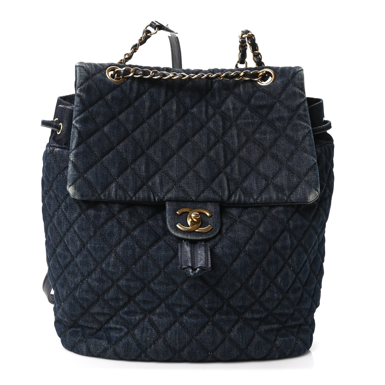 Chanel Washed Denim Quilted Large Urban Spirit Backpack Dark Blue 1 of 10