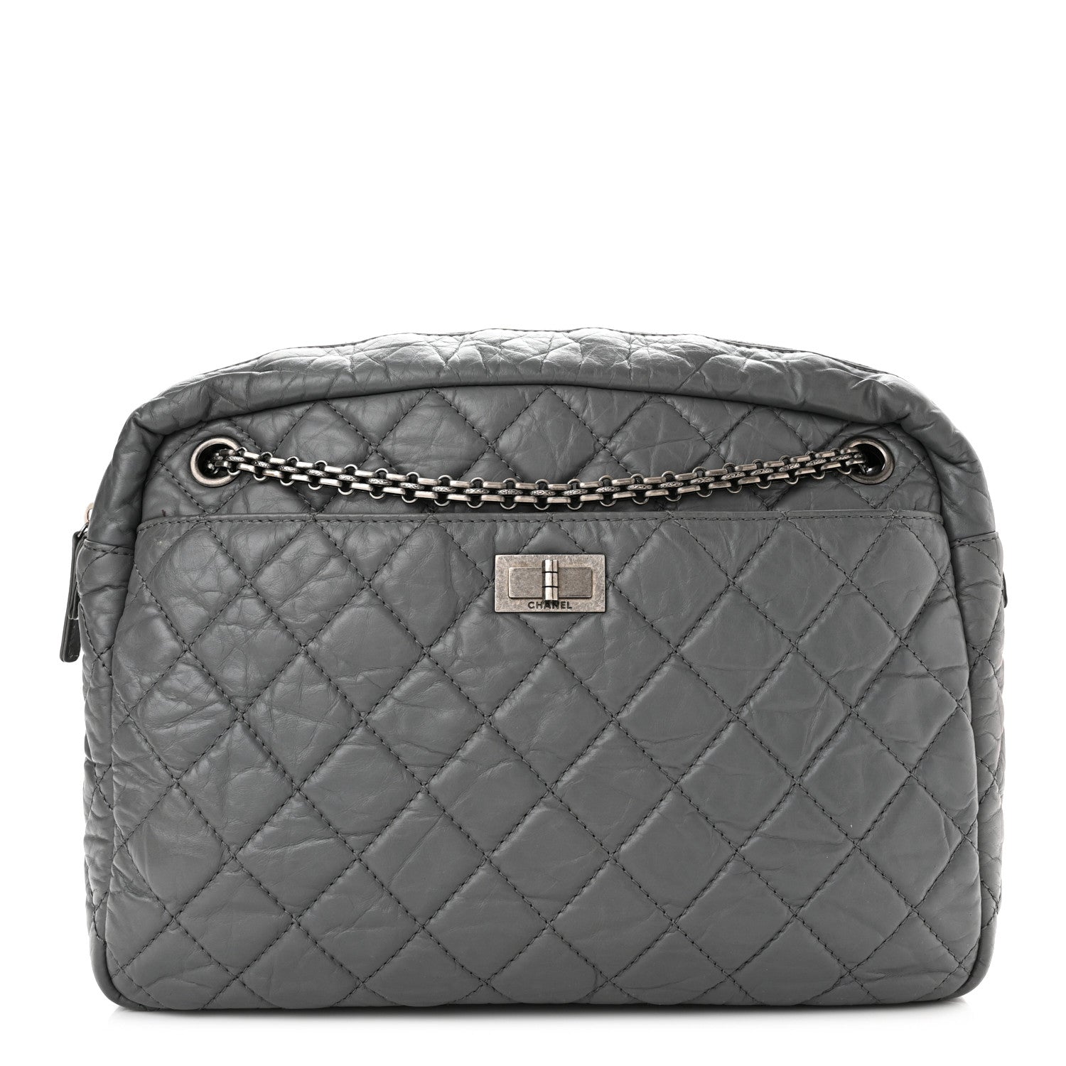 Chanel Aged Calfskin Quilted Large Reissue Camera Case Grey 1 of 10