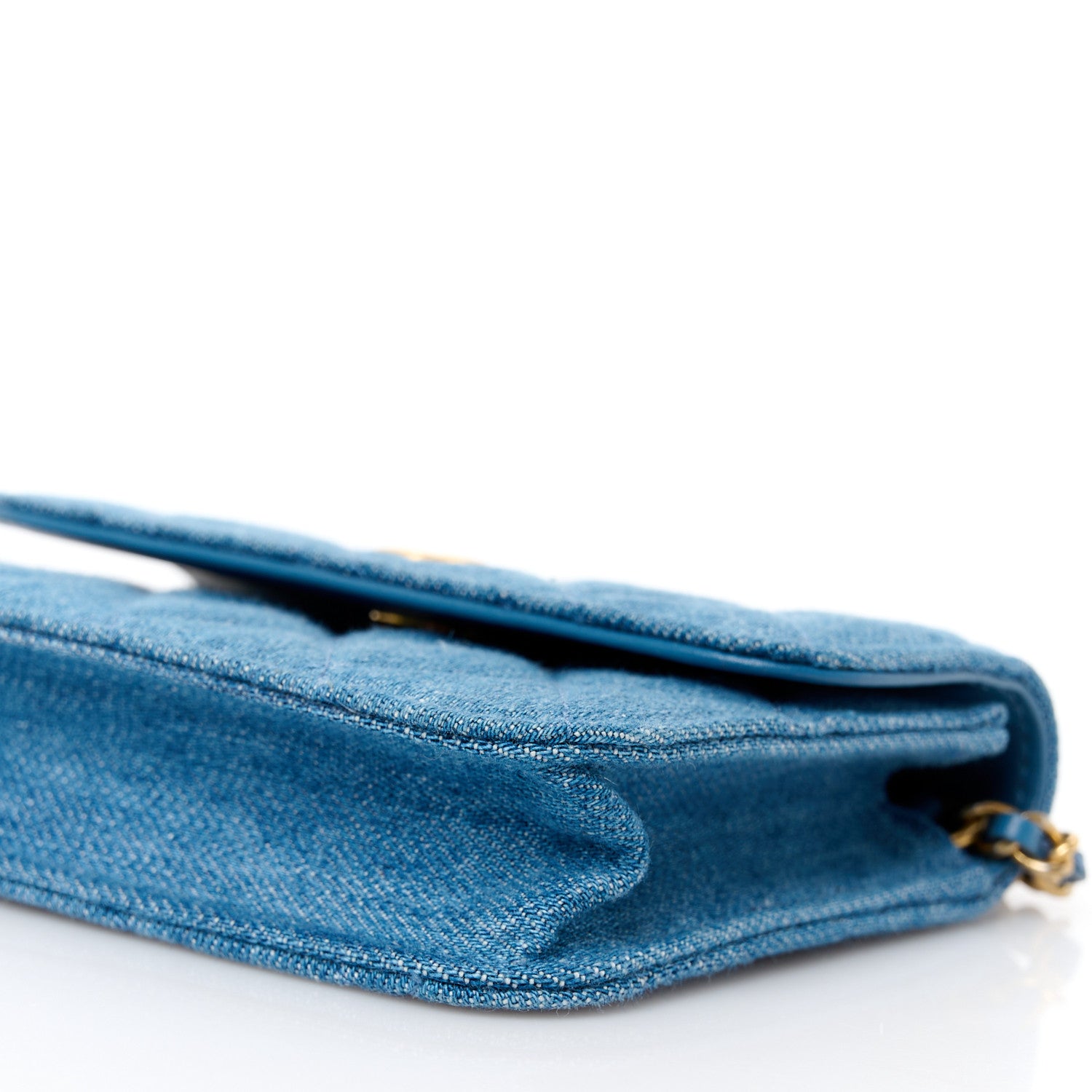 Chanel Denim Quilted CC Pearl Crush Clutch With Chain Blue 11 of 11