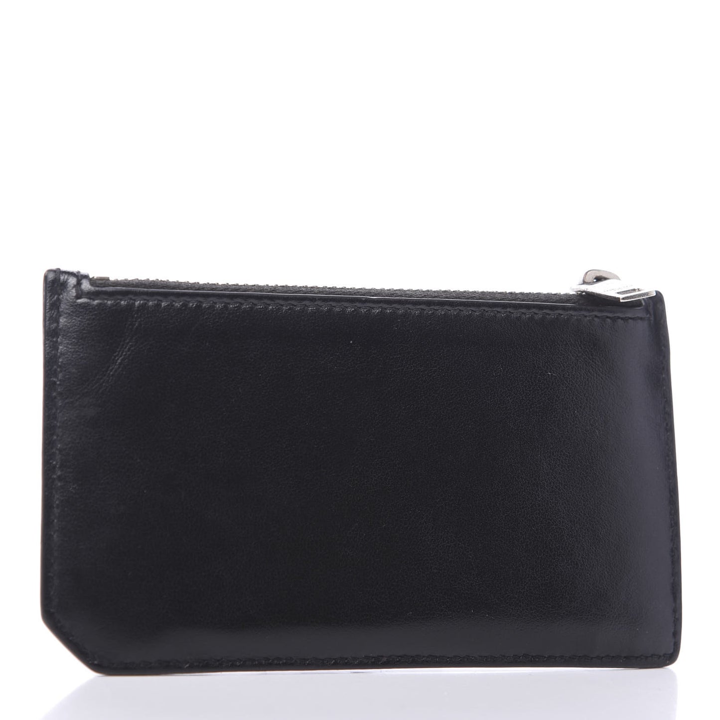 Calfskin Eclair Fragments Studded Zip Pouch Card Holder Black