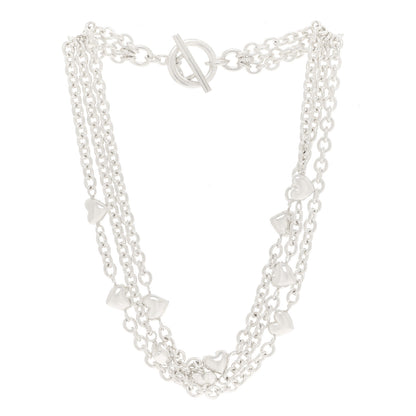 Tiffany Sterling Silver Puff Heart Multi Strand Necklace 3 of 4