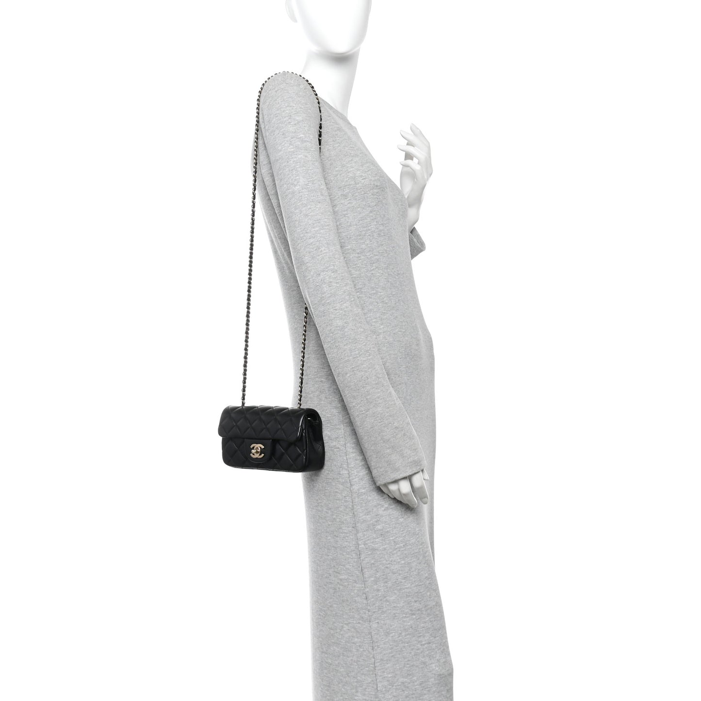 Lambskin Quilted Extra Mini Flap Black