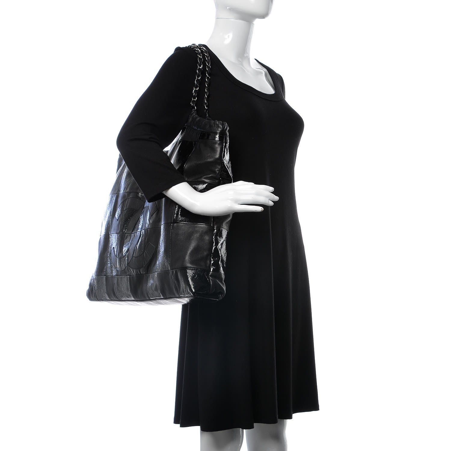 Chanel Patent Patchwork Large Brooklyn Tote Black 2 of 10