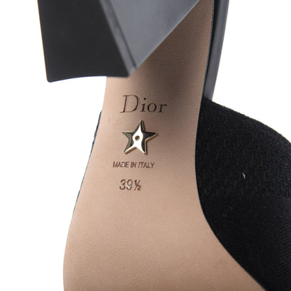 Christian Dior Cotton Embroidered D-Way Heeled Slide Sandal 39.5 Black 8 of 10