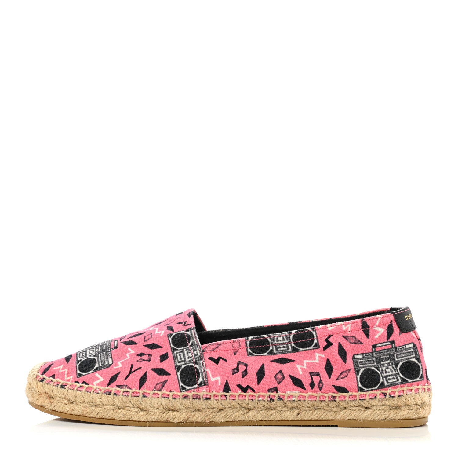Saint Laurent Canvas Radio Print Espadrilles 39 Pink Black 1 of 9