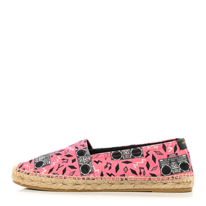 Saint Laurent Canvas Radio Print Espadrilles 39 Pink Black 1 of 9