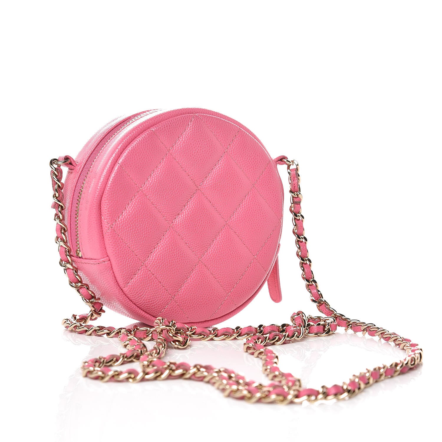 Chanel Caviar Quilted Round Clutch With Chain Pink 3 of 8